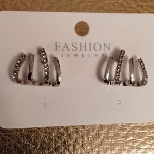 One Piercing But Looks Like Multiple Silver Split Band Earrings